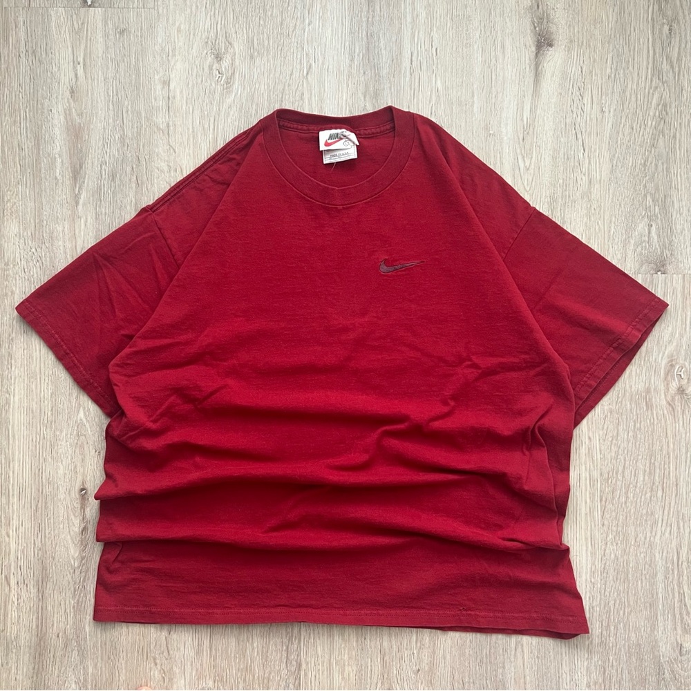 Vintage 90s Nike Shirt Adult Mens L Red Embroidered Swoosh Faded Grunge Tee 90s